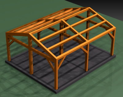 Hornby cabin timber frame rendering