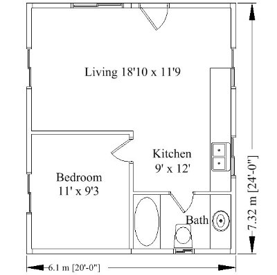 Floor plan for 20 x 24 cabin kit
