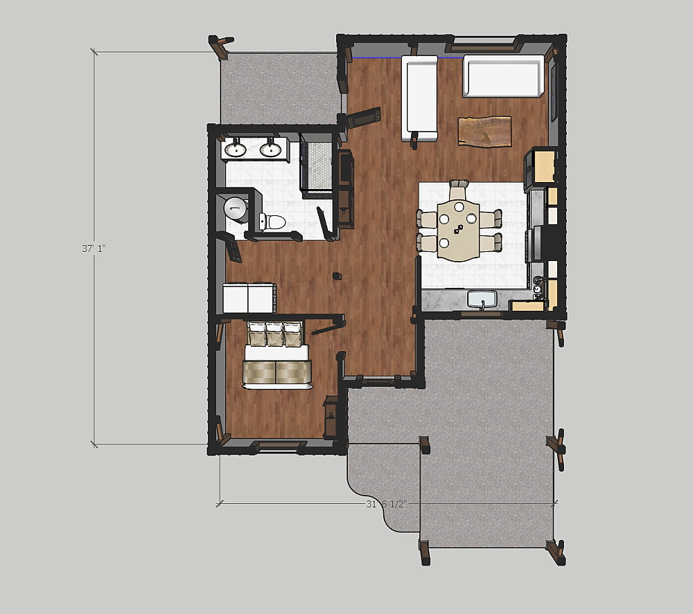 Timber frame home Montana main floor plan