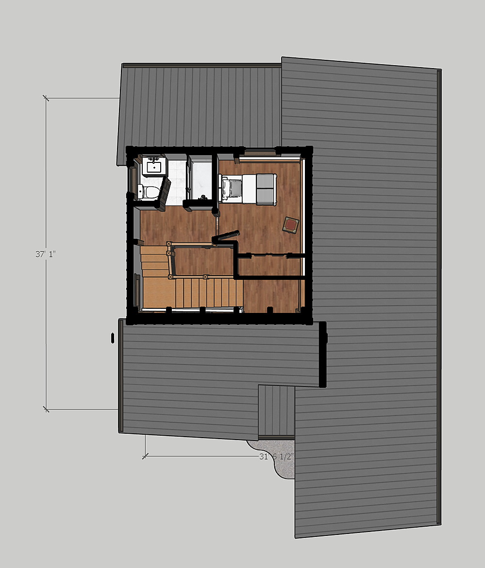 Timber frame home Montana upper floor plan