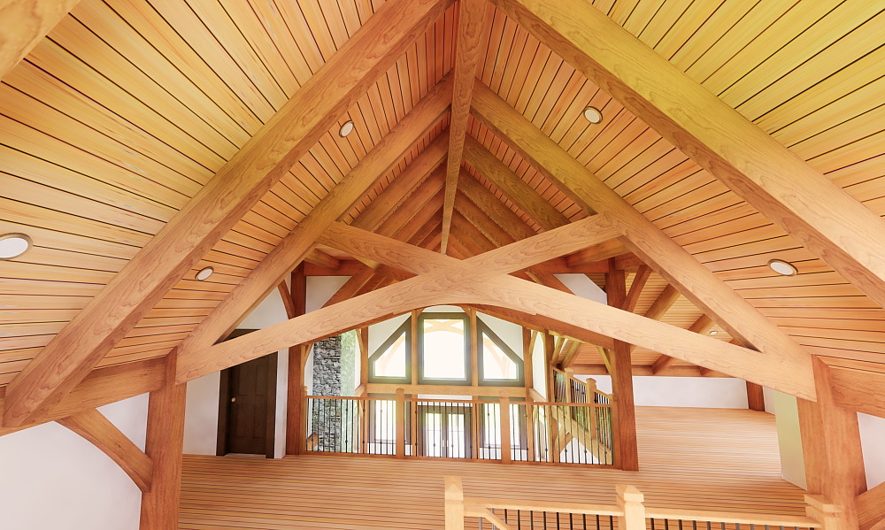 Timber frame scissor trusses